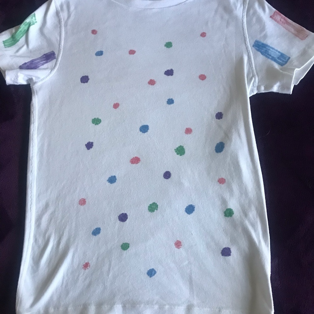 Hanna Andersson Kids White Polka Dot Short Sleeve T-Shirt XL